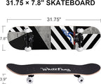WhiteFang Skateboards for Beginners, Complete Skateboard 31 x 7.88, 7 Layer Canadian Maple Double Kick Concave Standard and Tricks Skateboards for Kids and Beginners