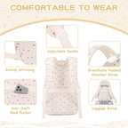 Corduroy Backpack Kids Backpack for Girls School Bags for Middle School Students Book Bag for Elementary Primary Kawaii Ita Backpack, Beige Strawberry