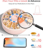 Daviky Pill Dispenser Daily, Large Pill Organizer with Wall-Mounted or Standing Use, 14 Days Pill Container, Push Button Design, Weekly Pill Box for Vitamin, Medicine,Supplement, Fish Oil(Pink)
