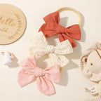 doboi 10PCS Baby Girls Headbands Hair Bows Nylon Linen Hairbands Handmade Hair Accessories for Newborn Infant Toddlers Little Girl and Kids 3.5Inches