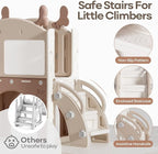 Mloong 12 in 1 Toddler Slide and Swing Set, Kids Slide for Toddlers 1-3 Years Old Baby, Indoor Outdoor with Basketball Hoop Drawing Golf for Kids Easy Assembly(Beige & Rosy Brown)(82×67×41in)