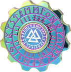 FREELOVE Metal Fidget Spinner, Viking Pirate Haptic Gyro, Heavy Stainless Steel Hand Spinning, Small Round Gear Fidget Block, Premium Bearing Silent Long Spinning for Adults Anxiety Cool, Rainbow