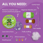 Cookie Box Crochet Kit for Beginners - Learn to Craft Amigurumi Stuffed Animals - Knitting Gift for Kids and Adults - Beginner-Friendly Yarn - Stitch-by-Stitch Video Tutorial - Turtle Hugo