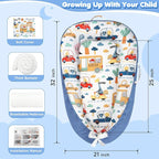 Baby Lounger - Baby Lounger for Newborn 0-24 Months, Breathable and Soft Cotton Cover Baby Nest, Portable Cozy Tummy Time Lounger for Home and Travel, Ideal Baby Essentials & Shower Gifts