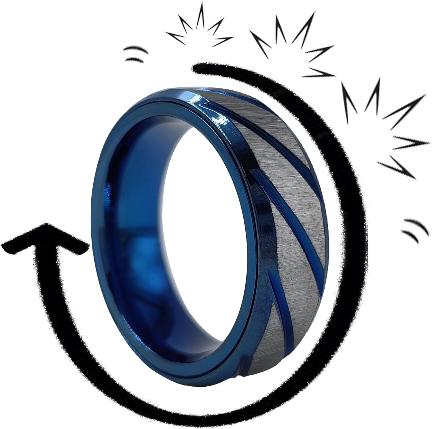 EDC Fidget Slider Fidget Toy Adult Stress Relief Metal Ratchet Ring Jewelry ADHD Recreational Fidget Toy Tactile Coin (Blue, 12)