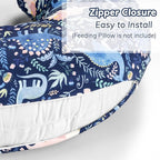 Pea Pod Nursing Pillow Cover 2 Pack Soft & Adorable Slipcovers for Breastfeeding Pillows, Comfortable Stretchy Feeding Pillow Covers for Baby Girls Boys Newborn, Removeable Pillow Case (Dinosaur)