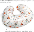 LAT Nursing Pillow for Breastfeeding,100% Cotton Removable Cover,Ergonomic Breast Feeding Pillows for Mom and Baby,Machine Washable(Orange Fox)