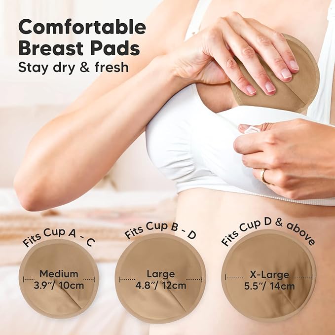 Organic Nursing Pads - 14 Washable Viscose Derived from Bamboo Breastfeeding Pads, Wash Bag, Reusable Breast Pads for Breastfeeding, Nipple Pads for Breastfeeding Essentials(Coffee, XL 5.5")