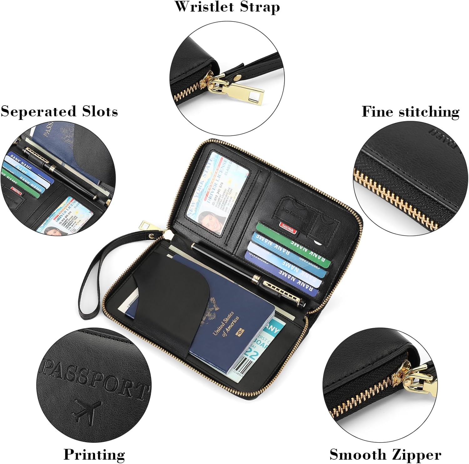 Leather RFID Blocking Passport Holder Travel Wallet, Passport Cover/Travel Wallet for Women/Men with