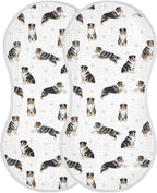 2 Pack Muslin Burp Cloths Bernedoodle Dogs Paw White Cotton Baby Burp Cloths Ultra Soft Burping Cloth Absorbent Spit Up Rags for Newborn Boys Girls 22x11 Inch