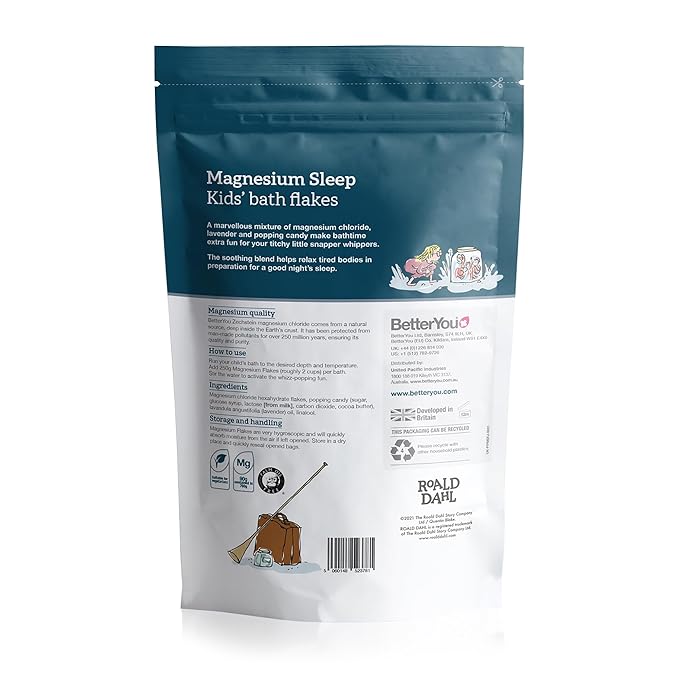 BetterYou Magnesium Sleep Kid’s Bath Flakes - Bath Salts with Popping Candy - Bath Soak with Natural Magnesium - Relaxing Lavender for Sleep - 1.6 lb