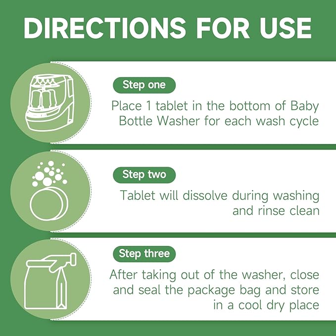120PCS Baby Bottle Washer Tablets for Momcozy & Baby Brezza Pro, Natural Enzyme Detergent,Deep Cleaning, Chlorine & Fragrance Free, No Residue, Universal Fit All Bottle Washers Machines