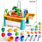 Kitchen Sink Toys Toddlers 3-5, Play Sink with with Electric Water Pump, Water Table for Kids Ages 4-8, Fishing Game Outdoor Toys Pretend Role Play Toys for Boys Girls 3 4 5 6 7 8