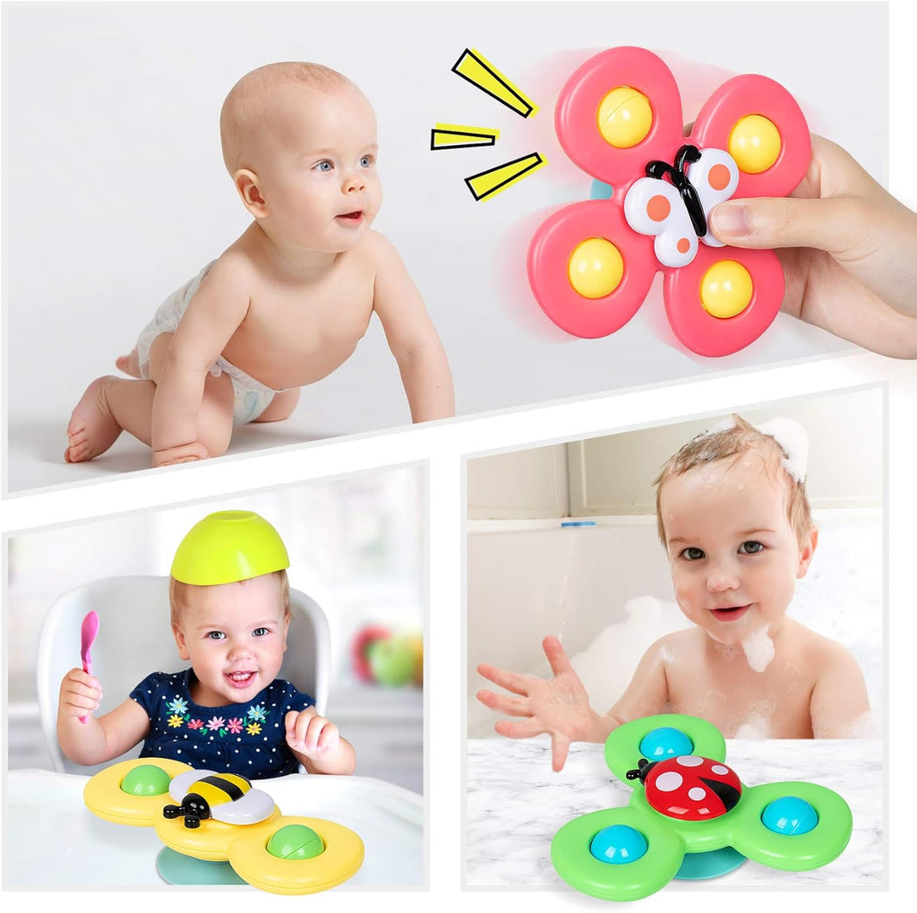 Airplane Travel Toys for Toddlers 1-3: Suction Cup Spinner Toys for 1 Year Old Boy Girl Birthday Gift - Sensory Spinning Baby Bath Toys 6-12-18 Months