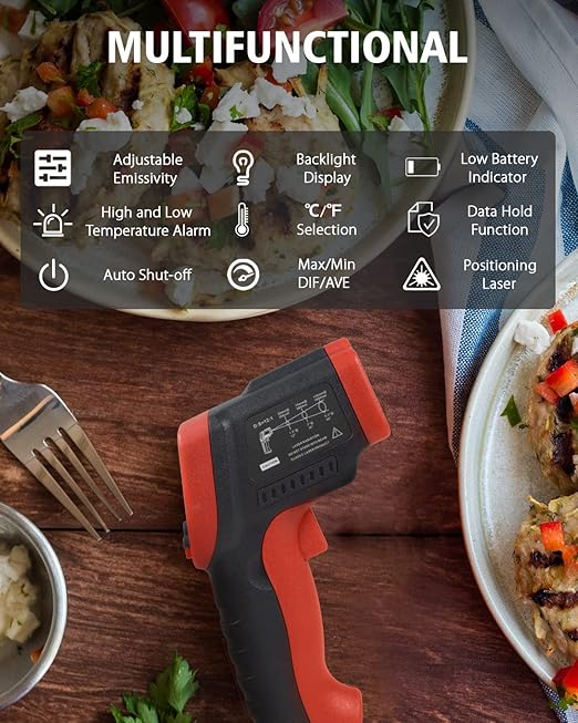 Wintact Infrared Thermometer Temperature Gun, Non-Contact Digital Surface Laser Heat Temp Gun for Kitchen Cooking Food Pizza Oven Grill Fridge -58℉ to 788℉