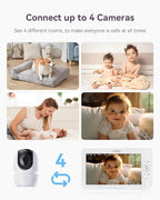 Baby Monitor with Camera and Audio, 7" 720P HD Video Baby Monitor No WiFi, 4000mAh Battery, VOX Mode, Auto Night Vision, Hack Proof, Remote PTZ
