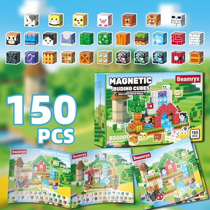 150Pcs Magnetic Blocks Forest Animal Set, Magnetic Toys Games for Kids Ages, STEM Sensory Toys for Kids Ages 4-8