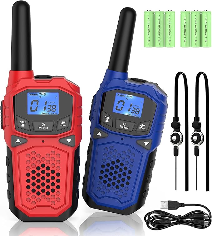 Walkie Talkies for Adults- WokTok Long Range Two Way Radio for Camping Hiking Hand Held Hiking Accessories Camping Gear Xmas Birthday Gift for Kids,SOS Siren,NOAA Weather Alert,2 Radios