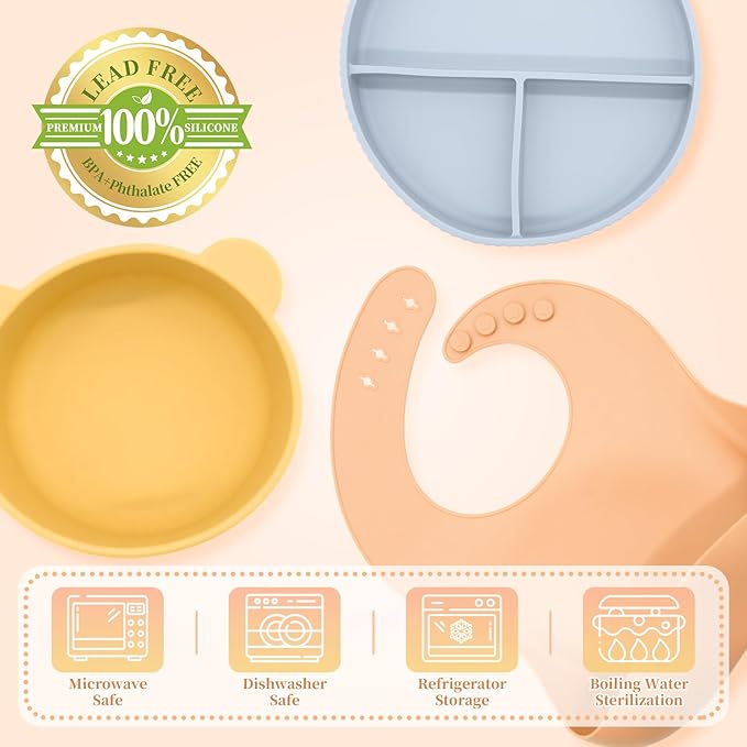 Silicone Baby Feeding Set 21 Pcs, Baby Led Weaning Supplies, Baby Feeding Supplies Set BPA Free, Essentials for Newborn Gift Mixed