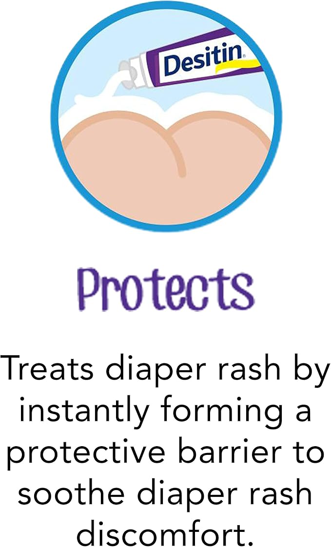 Desitin Maximum Strength Baby Diaper Rash Cream, 40% Zinc Oxide for Treatment, Relief & Prevention, Hypoallergenic, Phthalate- & Paraben-Free Paste, Protects Skin for 12 Hours, 4.8 oz (Pack of 2)
