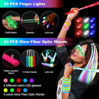 290 PCS Glow in the Dark Party Supplies, 200 Glow Sticks, 24 Fiber Optic Wands, 15 LED Glasses, 33 Finger Lights and 18 LED Hair Clips for Wedding, Birthday, Concert, Raves, New Year