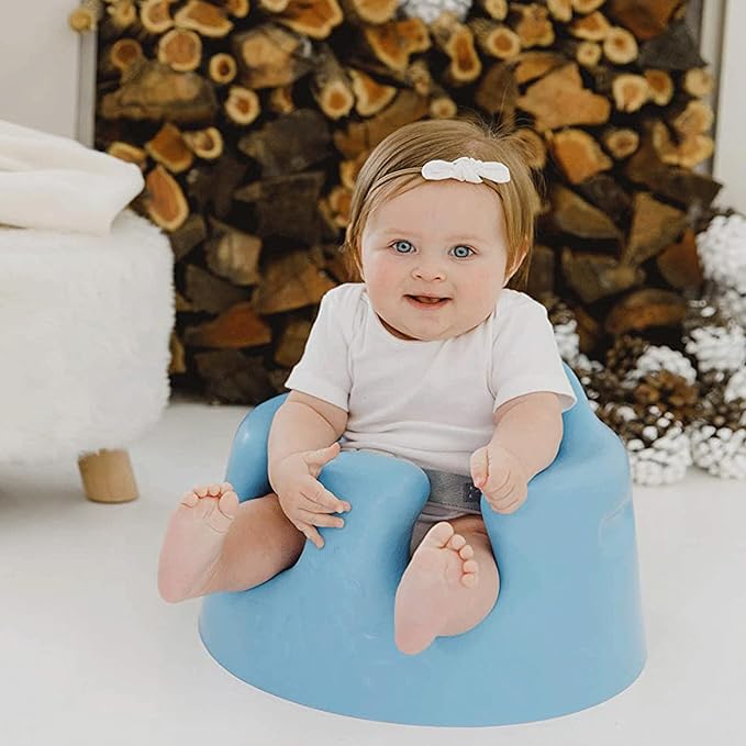 Bumbo Baby Infant Soft Foam Comfortable Support Wide Floor Seat with 3 Point Adjustable Harness for Ages 3 to 12 Months, Powder Blue