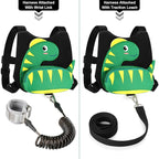 Accmor Toddler Harness Leash + Anti Lost Wrist Link, Cute Dinosaur Kids Harness with Leash, Mini Child Harness Leash Wristband Tether Protector for Baby Boys Girls Age1-3 Years Old to Outdoor Travel