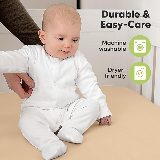 KeaBabies 2-Pack Organic Crib Sheets for Boys, Girls - 52x28 Fitted Crib Mattress Sheet Neutral, Breathable Jersey Cotton Cover for Baby Bed, Toddler Mattress, Soft & Cute Prints (Toasty)