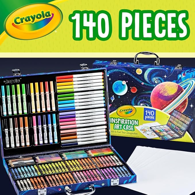 Crayola Inspiration Art Case Coloring Set, 140pc Space Theme – Art Kit for Kids, Crayons, Markers, Pencils, Gift for Boys & Girls, Ages 5, 6, 7, 8 [Amazon Exclusive]