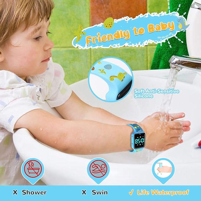 Potty Training Watch for Toddlers with Countdown, Magnetic Charging, Flashing Lights, Fun Music or Vibration Alerts - Waterproof Interactive Toilet Training Reminder for Boys & Girls Ages 2-9