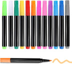 12-Color Markers for Doodle Glow，Neon Dry Erase Markers for Led Drawing Board, Non-Toxic Erasable Chalk Marker for Clear Acrylic Calendar, Mirror, Window, First Day Of School Sign