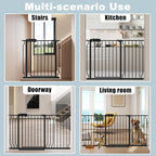 Extra Wide Baby Gate Black 62-67 Inch Wide Pressure Mounted Auto Close Child Safety Gate Long Dog Gate for House Doorways