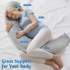 Pregnancy Pillows for Sleeping, C-Shaped Maternity Pillow for Pregnant Women, Memory Foam Body Pillow with Removable Cover, Adjustable Support for Back, Legs, Belly, Neck, 53.2’’ x 9.8’’
