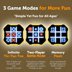 3 in 1 Electronic Tic Tac Toe Game, Handheld Digital Tic Tac Toe Bolt Game with Silent Mode, Portable Learing Toy Gift for Kids & Adults, Yellow