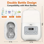 Bear Bottle Warmer, Baby Double Bottles Heater Breastmilk Food Warmer for New Born Twins, with Temp Control 24H Water Bath Warming, Fast Heating Steaming Thaw Multifunctional