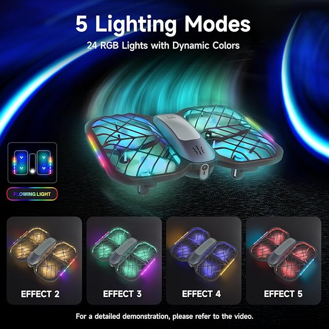 UranHub Drones for Kids 8-12, RC Drone with 720P HD FPV Camera,5 Lighting Modes/2 Batteries/3D Flip/3-Speed/Propeller Protection Cover, Cool Toys Gift for Kids and Beginners(Dark Brown)