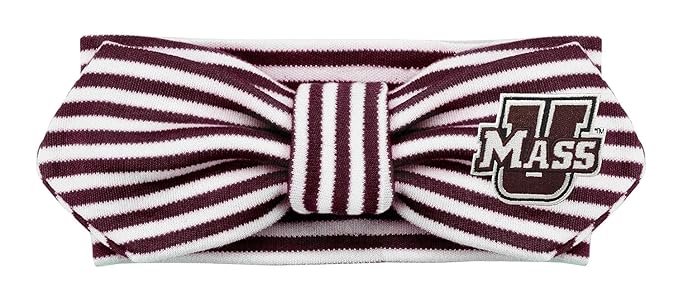 Creative Knitwear UMass Minutemen Infant Girls Maroon/White Striped Hair Knot Headband Embroidered Logo - Size Newborn - 4T