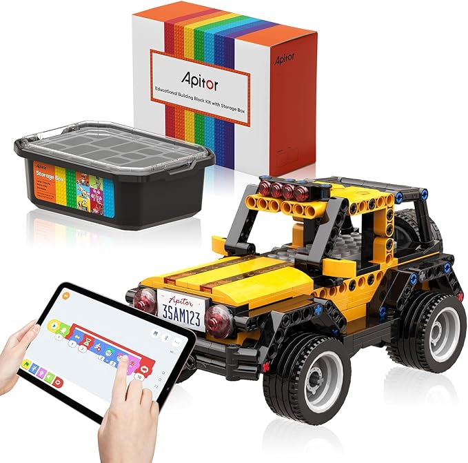 Robot R Smart Robot Building Kit with Storage Box, 4-in-1 Programmable App Remote Control Off Roader Car Toy, Authentic and Functional Design, Coding Gifts for 6 7 8 9 10 11 12 Years Old Kids
