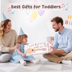 Kids Guitar Set for Girls - Toys for 2 3 4 Year Old Girl Birthday Gifts - 7 in 1 Wooden Montessori Musical Instruments with Ukulele/Tambourine/Maracas/Flute for Toddler 2-5(Pink)