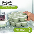 KeaBabies Silicone Food Freezer Trays with Lid, 2oz x 10 Pods Baby Food Storage Containers, Easy Puree Meal Prep, Breast Milk Silicone Freezer Molds, Dishwasher, Microwave Safe, BPA-Free (Sage)