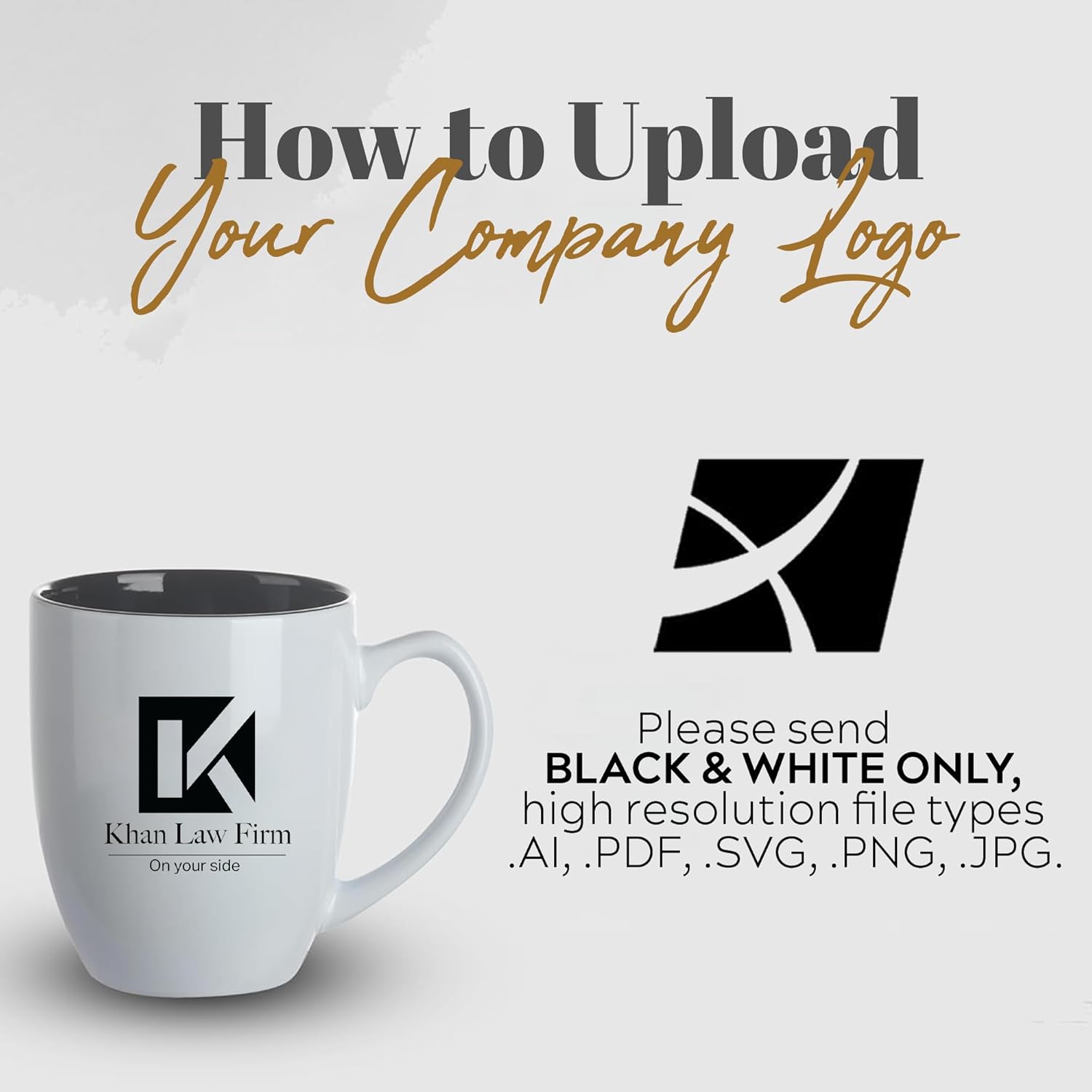 Personalized Coffee Mug Engraved with your Custom Logo - Customized Coffee Mugs, Hot Chocolate Mug, Birthday Gift, Retirement Gift (Engraved Custom Logo, Glossy White)