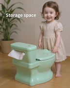 Realistic Potty Training Toilet - Flushing Sounds, Wipes Storage, Disposable Liners, Easy to Clean for Toddler Boys and Girls, Green