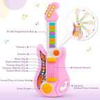 Kids Guitar, Electric Toddler Baby Music Toys for Ages 2-4 with Piano Mode Strap and Lights Child Musical Instruments Ideal for 2+ Year Old Girls Boys Birthday