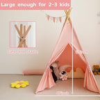 Teepee Tent for Kids-Portable Children Play Tent Indoor Outdoor (Pink)