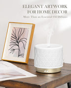 Ceramic Essential Oil Diffuser 280ml- Aromatherapy Diffuser with Ultrasonic Cool Mist Humidifier, Night Light, Timer, Auto Shut-Off, Large Room Aroma Diffuser for Home, Bedroom, Office, Yoga