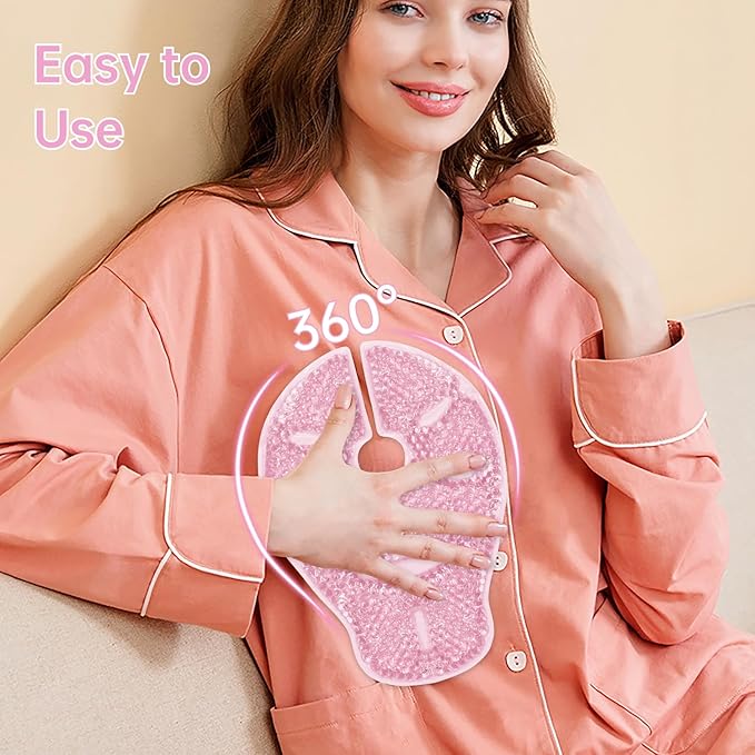 Breast Therapy Ice Packs Large Hot Cold Breast Pads, Nipple Cooling Gel Pads for Clogged Milk Duct Relief, Engorgement, Breast Augmentation Surgery, Breastfeeding Essentials for New Moms, 2 Pack