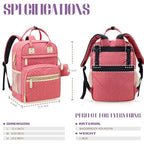Tuwubi Diaper Bag Backpack, Baby Essentials Travel Tote Bag, Multi function Waterproof Backpacks, Travel Essentials with Stroller Straps & Pacifier Case - Pink