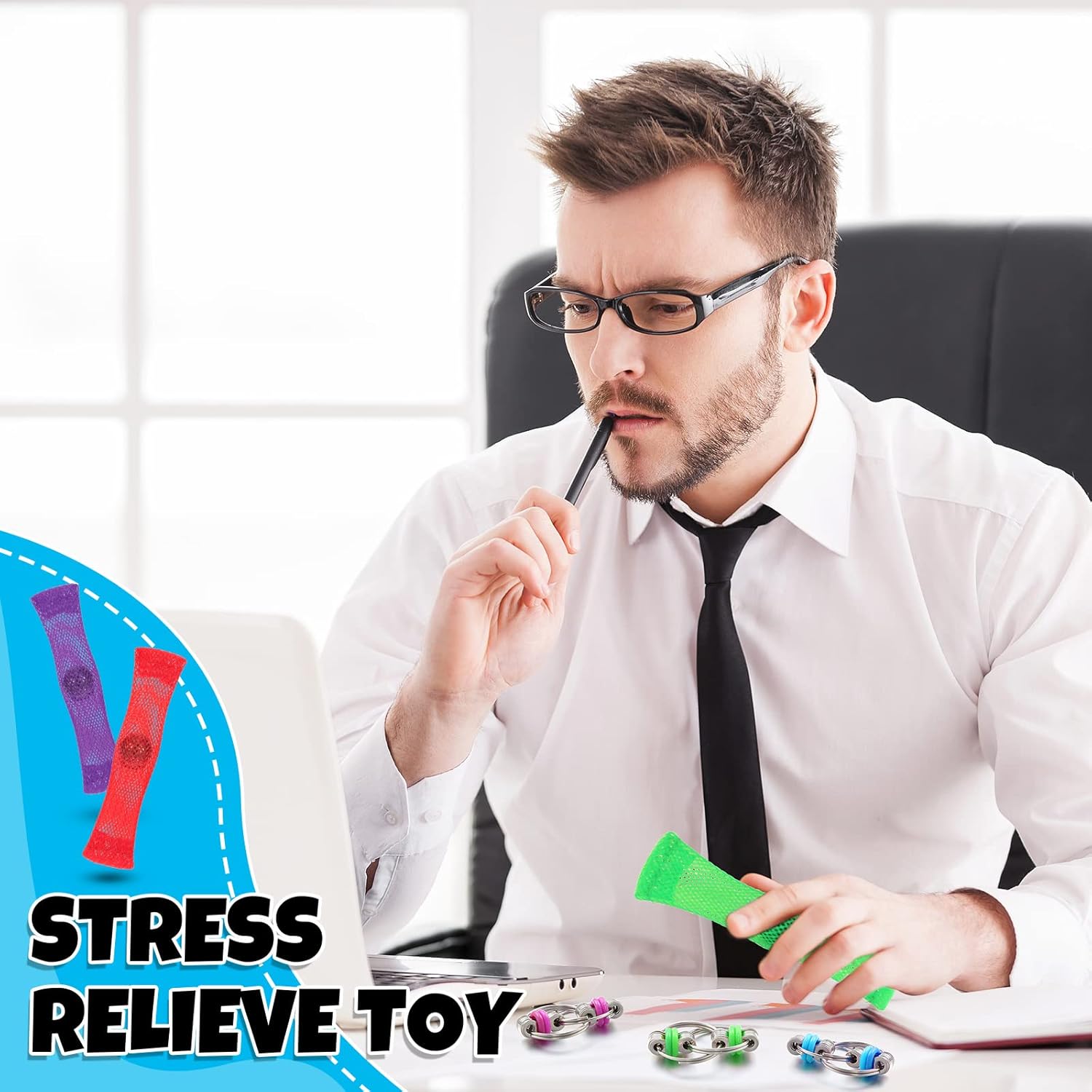 80 Pcs Fidget Toys Bike Chain Fidget Toy Flippy Fidget Toy Soothing Fidgets Stress Anxiety Relief for Teens Adults ADHD Autism Finger Toys, 5 Colors (40 Pcs)