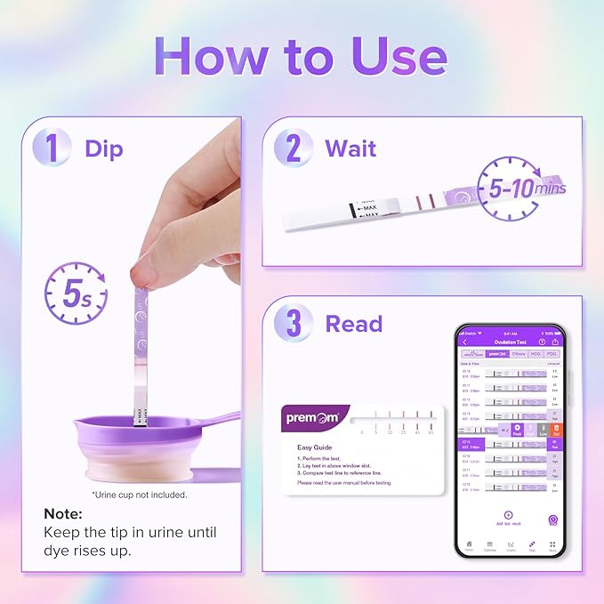 Premom Quantitative Ovulation Predictor Kit: 25 Ovulation Test Strips + 5 Pregnancy Test Strips Combo, with Smart Digital Ovulation Reader App - Accurate Numerical LH Tests