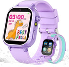 Kids Waterproof Smart Watch Girls Gift Age 3-12 with 39 Game HD Touch Screen Music Player Video Camera Pedometer Alarm Clock Toys Birthday Gifts for 6 7 8 9 Year Olds Purple